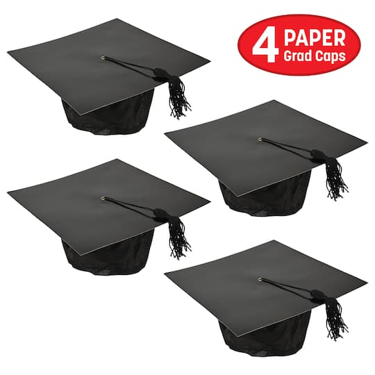 Beistle Black Paper Graduation Caps, 4ct.